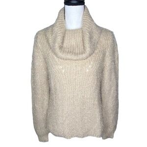 Charlotte Russe Sweater Tan Cowl Neck Eyelash Knit Pullover Size L